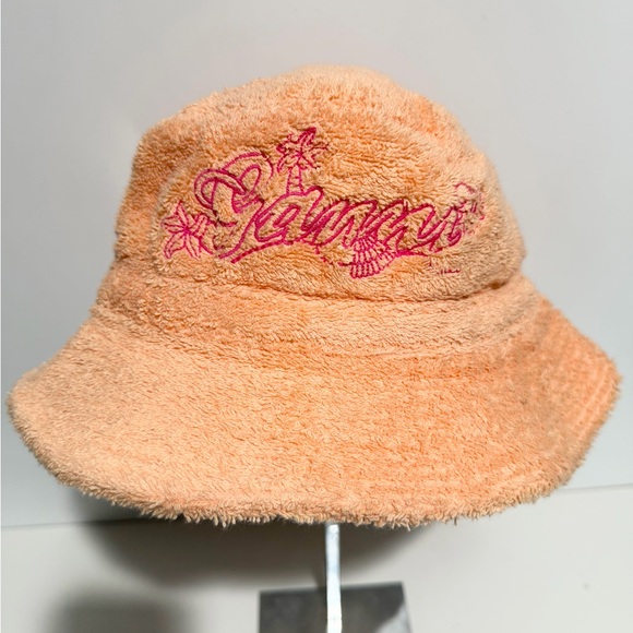 GANNI Logo Embroidered Terrycloth‎ Bucket Beach Hat